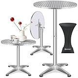 KESSER® 2in1 Stehtisch klappbar Bistrotisch 1er Set | Aluminium Edelstahlplatte | höhenverstellbar...