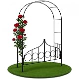 Gardebruk® Rosenbogen 240 x 140 x 40cm Metall mit Tür Tor Stabil Rankbogen Rankhilfe Torbogen...