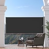 HOMEDEMO Seitenmarkise ausziehbar, 120 x 300 cm Anthrazit, Sichtschutz Sonnenschutz Markise,...