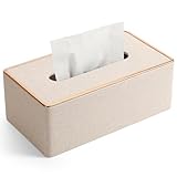 LADSTAG Taschentuchbox Taschentuchspender aus PU Leder, Kosmetiktücher Box mit 4...