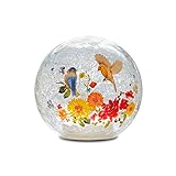 LED Licht, Crackle LED Nachtlicht, Blumen, Vogel und Grasmuster, Globus Glas Tischlampe, Orb...