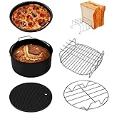 VANZACK 6 Stück Airfryer Zubehör mit Antihaft Backform Wabenmatte und Grillkorb Kompatibel mit...