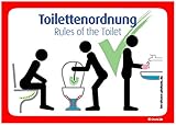 immi 4x Toilettenordnung (Rot), Sitzen pinkeln, Klobürste, Hände Waschen, A6