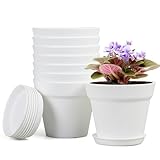 Homeuouz 8 Packs Blumentopf mit Untersetzer, 10cm Pflanzentopf, Plastik Übertopf mit Mehrere...