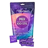 VIBRATISSIMO Kondome Mix 100er Pack gemischt I gefühlsecht & extra feucht I Condoms for Men I...