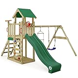 Wickey Spielturm Klettergerüst MultiFlyer Light, Schaukel & grüner Rutsche, Outdoor Kinder...