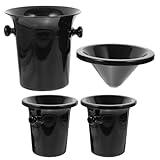 JHKNNK 3 Stück Schwarze Weinspeier aus PP mit Deckel und Doppelgriffen Spucknapf Eisbehälter für...