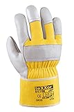 (12 Paar) teXXor Handschuhe TOP Rindvollleder-Handschuhe K2 12 x Leder Natur/Drell gelb 10