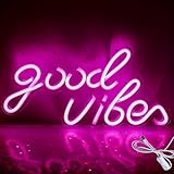 XPJBKC Good Vibes Neon Schild, Leuchtschild Personalisiert LED Schriftzug Wand, LED Neonlicht...