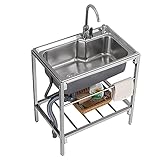 Duchunsheng Tragbare Küchenspüle aus Edelstahl, 50/60/70 cm, verstellbare Beine, ideal für den...