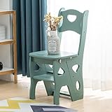 Generico Multifunktions-Holzleiter mit 4 Stufen, klappbar, für Bibliothek, Treppen, mit Schuhbank...