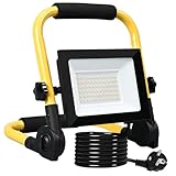 Meision LED Baustrahler 50W 4300LM Warmweiß, Superhell LED Arbeitsscheinwerfer 3000K mit Stecker +...