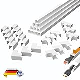 QCAB 10m (1,2 x 1,2 cm) Selbstklebendes Kabelkanal Set in Weiß, 22-teiliges Zubehör inklusive -...