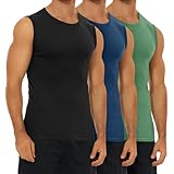 FALARY Unterhemd Herren Tank Top gekämmte Baumwolle Gym Fitness Sport Männer 3er Pack Schwarz...