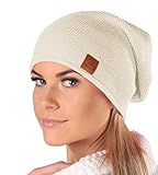 Mikos* Beanie für Damen | Frühling Mütze für Damen in Beige | Herbstmütze Damen | Long Slouch...