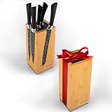 Exitoso Messerblock aus Bambus (ohne Messer) | Messerhalter 360° drehbar, außen magnetisch & mit...