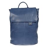 Christian Wippermann großer Damen Rucksack Tasche in Leder Optik mit Laptopfach blau