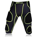 Full Force American Football Unterhose Shocc Lite 7 Pocket Pad, schwarz/neon grün, Gr. 2XL