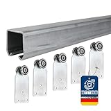 ATTAS Schiebetürsystem Komplettset 300cm – Laufschienen mit Rollen für Schiebetüren & Tore –...
