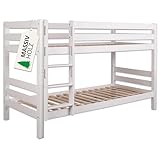 Staboos Massivholz Etagenbett für 2 Kinder 90x200 cm - Hochbett Liam mit Leiter aus Buche -...