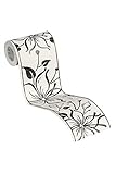 awallo selbstklebende Bordüre floral jung 5,00 m x 0,13 m metallic schwarz weiß Made in Germany...