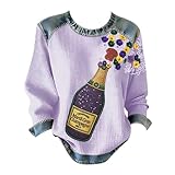 Langarmshirt Damen Sweatshirts mit Rundhalsausschnitt, ohne Kapuze Bluse Tops,Frauen Print...