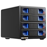 4 Schacht Festplattengehäuse mit Lüfter für 2.5/3.5“ SATA HDD/SSD mit USB A/C 3.0 Kabel,...
