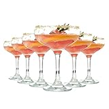 6er Set Champagnerschalen 235ml - Martini Cocktailgläser im Vintage Art-Deko-Design der 20er Jahre,...