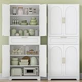 Hzuaneri Küchenschrank, Hochschrank mit 4 Türen, Sideboard mit 1 großen Schublade, Buffetschrank,...