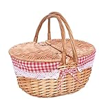 INIFLM Picknickkorb aus Korbgeflecht mit Herausnehmbarer Einlage, Leere Picknickkörbe mit Deckel,...