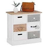CARO-Möbel Kommode Salva mit 6 Schubladen, Schubladenschrank Vintage. Aufbewahrungsregal in weiß,...