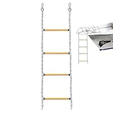 WOTEG Bootsleiter, Bootsleiter mit 4 Stufen, Marine-Seilleiter, tragbar, zusammenklappbar,...