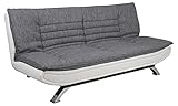 AC Design Furniture Jasper Bettcouch Hellgrau/Weiß, Schlafsofa mit 3 Liegepositionen, Moderner...