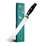 linoroso Brotmesser mit Wellenschliff 20 cm Scharf Messer Deutsches Edelstahlmesser mit hohem...