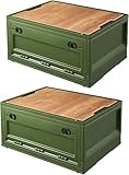 RMAN 2er Set Aufbewahrungsbox mit Deckel 38L Campingbox mit 4 Rollen Campingschrank Faltbar...