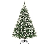 GIGALUMI Künstlicher Weihnachtsbaum mit Schnee-Effekt 150cm 760 Spitzen Tannenbaum mit beschneiten...