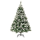 GIGALUMI Künstlicher Weihnachtsbaum mit Schnee-Effekt 150cm 760 Spitzen Tannenbaum mit beschneiten...