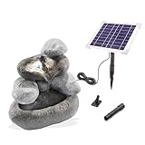 esotec Solar Felsenbrunnen, LiFePo4 Akku, LED, Geschenk Gartenliebhaber, Kaskadenbrunnen,...