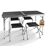 Faltbarer Campingtisch mit Klappfunktion – Stabiler Alu-Klapptisch mit 4 mm MDF-Platte –...