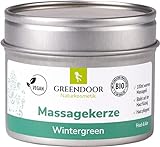 GREENDOOR Natur Massagekerze Wintergreen 100ml, frischer anregender rein natürlicher Duft und BIO...