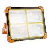 LED Baustrahler Solar Arbeitsleuchte Tragbare 100W wiederaufladbares Arbeitslicht, 10000LM Super...