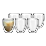 WMF Kult doppelwandige Cappuccino Gläser Set 6-teilig, doppelwandige Gläser 250ml, Schwebeeffekt,...