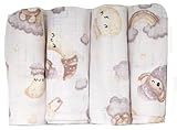 FENSILO Baby Mullwindeln | Mussellintücher Baby - Musselin Tuch - 4er Pack 80x70 cm aus Baumwolle...
