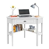 Yaheetech Schreibtisch Ecktisch Platzsparender Computertisch mit Schublade und Regalen...