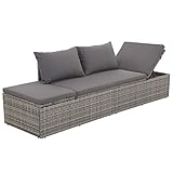 Festnight Loungebett Outdoor mit Liegefunktion,3 Sitzer Sofa mit Liegefunktion,Gartensofa Polyrattan...