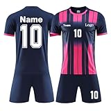 Barca Benutzerdefiniert Fussball Trikot Kinder Set Personalisierte Jeder Namen Nummer Team Logo...