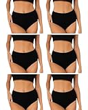 Taillenslip Damen (6er-Pack) Slips Taille, Formslip & Hüftslip aus Baumwolle Schwarz (DE/NL/SE/PL,...