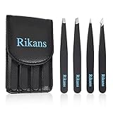 Rikans Pinzetten Set 4-teilig - Präzisionspinzetten Set aus Edelstahl - Profi Pinzetten zum...