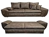 Vintage Big Sofa mit Schlaffunktion und Bettkasten, XXL Trend Couch 275 cm breit,...
