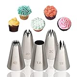 Spritztüllen Set, 5 Stück Edelstahl Tüllen für Spritzbeutel Sahne Spritztülle Groß Profi...